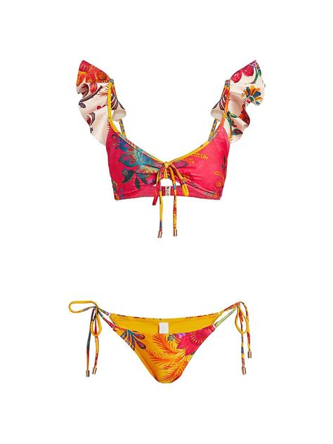 Zimmermann Ginger Floral Ruffled Bikini Set Spliced Editorialist