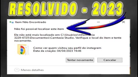 Não foi possível localizar este item RESOLVIDO 2023 YouTube