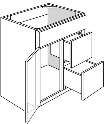 Norwich Recessed Single Door Vanity Cabinet W 2x Drawers 30 W RTA