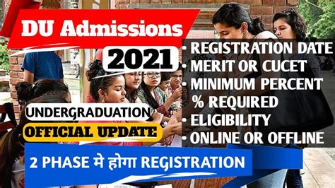 Du Admissions 2021 Official Update DU UG PG Registration Form