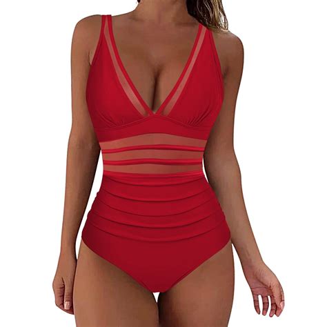 Women Mesh 1 Piece Swimwear Push Up Padded Bikini Swimsuit Training