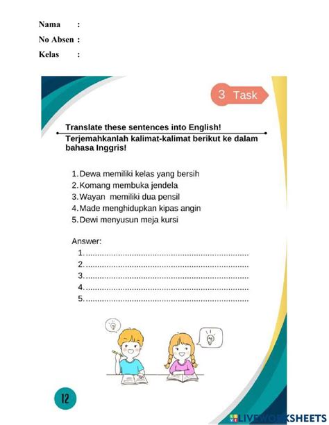 Bahasa Inggris Interactive Exercise For 4 Live Worksheets