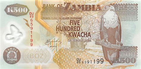 Zambia 500 Kwacha 2011 Unc Polymer