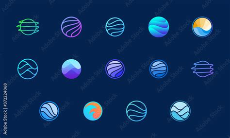 Wavy Circle Logo Design Set Abstract Logo Template Stock Vector