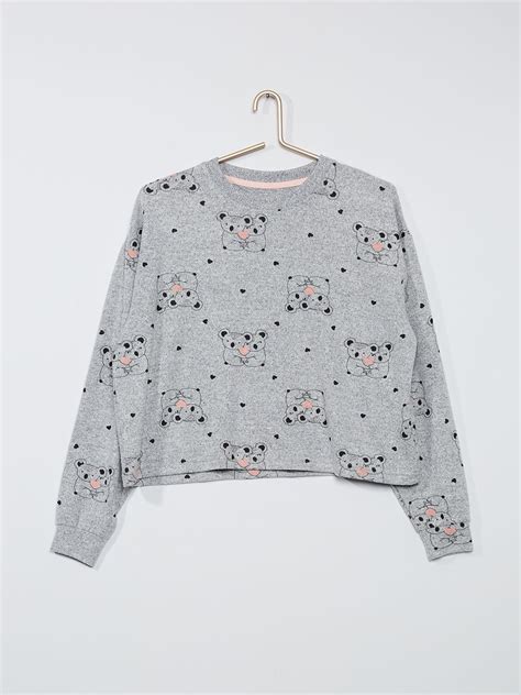 Pyjama Long Koala Gris Rose Kiabi