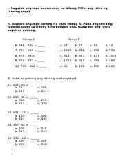 MATH2 ST1 Q2 docx I Sagutan ang mga sumusunod na bílang Piliin ang