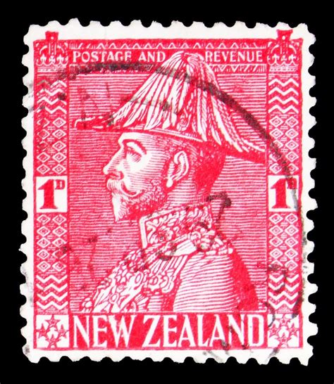 Postage Stamp Printed In New Zealand Shows King George V In Admiral S