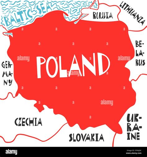 Vector Hand Drawn Stylized Map Of Poland Travel Illustration Republic