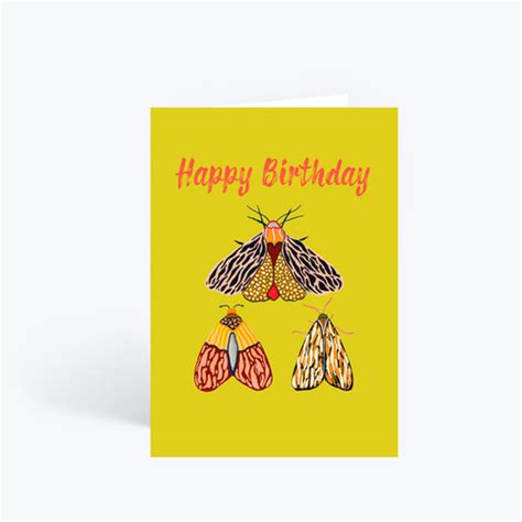 Moths Happy Birthday Card Lousurfacepattern