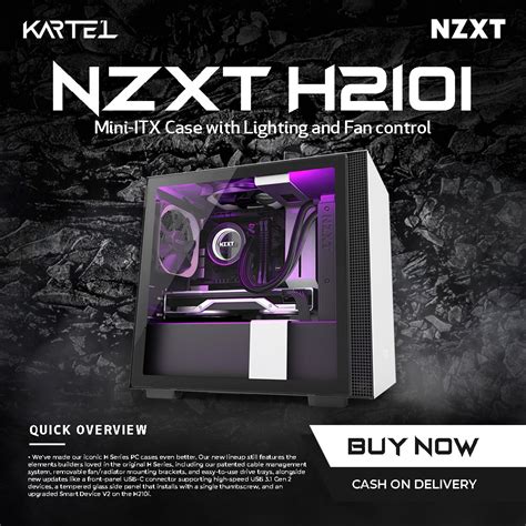 Nzxt H210i Series Mini Itx Case With Lighting And Fan Control Ca