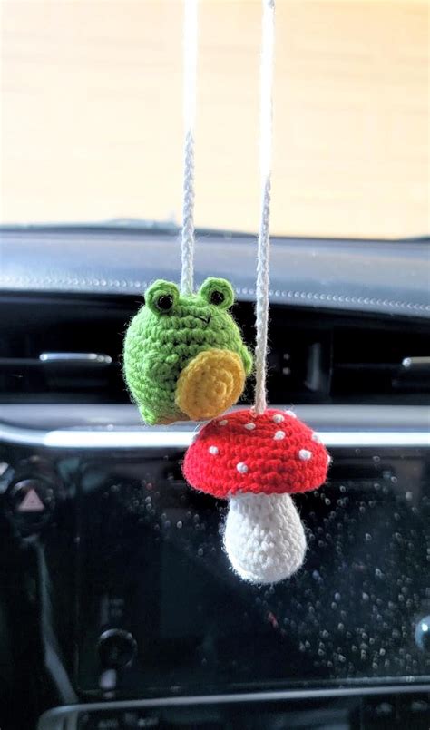 Crochet Car, Crochet Frog, Cute Crochet, Crotchet, Girly Car Accessories, Rear View Mirror ...