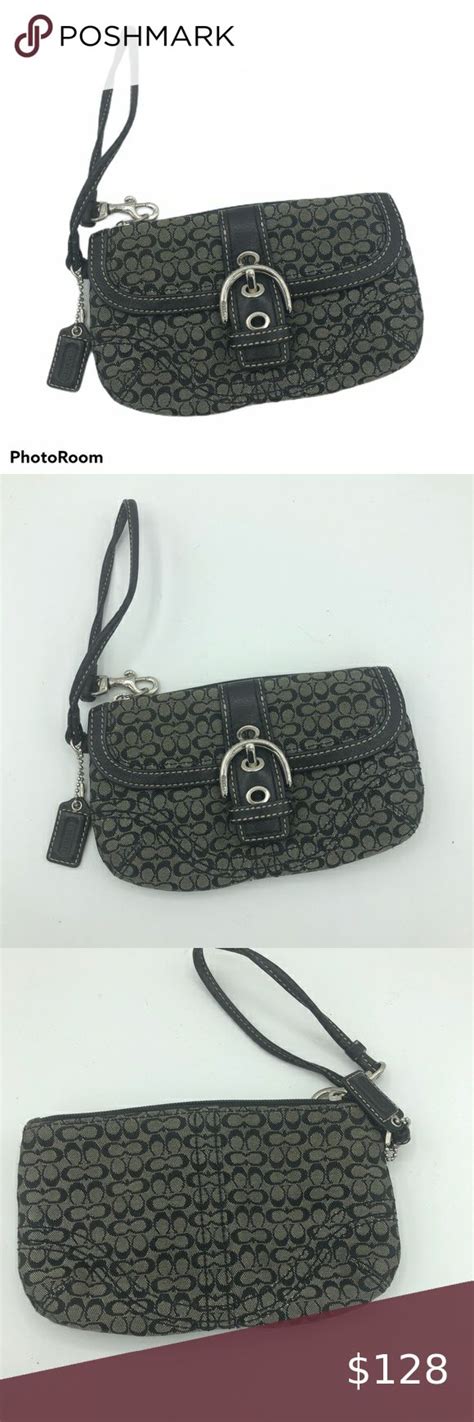 Coach C Logo Signature Black Clutch Wallet Strap | Black clutch, Clutch ...