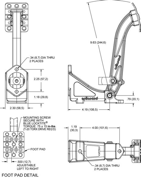 Wilwood Floor Mount Hydraulic Clutch Pedal Whigh Volume Mc 340 13834