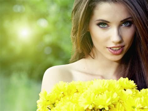 🔥 Free Download Beautiful Brunette Model Yellow Dress Desktop Pc And Mac Wallpaper By