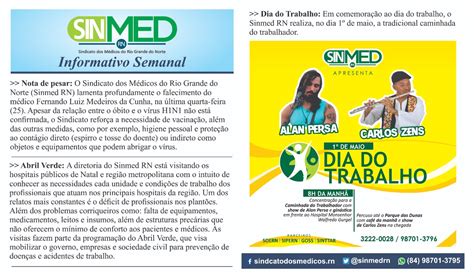 Confira Os Destaques Da Semana Na Coluna Do Sinmed Sinmed Rn