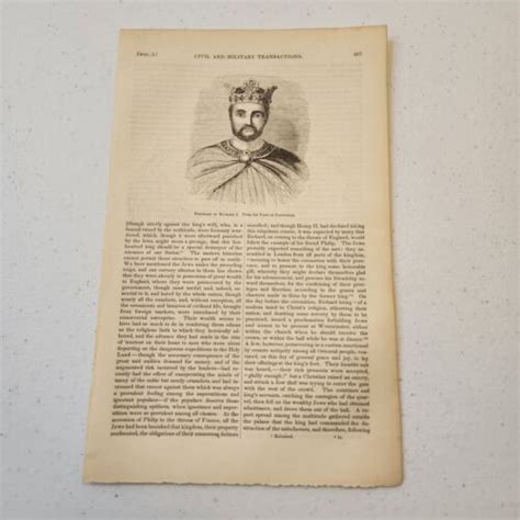 Portrait Of King Richard I England C 1846 Engraving 271 EBay