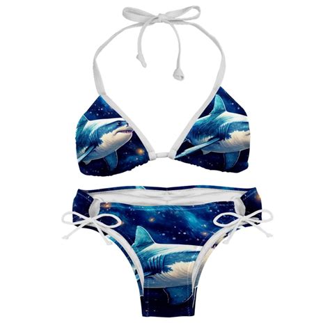 Starry Shark Chic One Piece Swimsuits Bikini Set Detachable Sponge