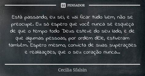 Está Passando Eu Sei E Vai Ficar Tudo Cecilia Sfalsin Pensador