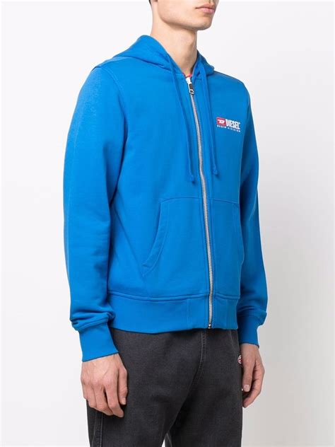 Diesel S Ginn Hood Zip Div Hoodie In Blue Modesens