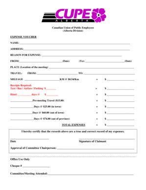 Cupe Expense Form Fill Online Printable Fillable Blank Pdffiller