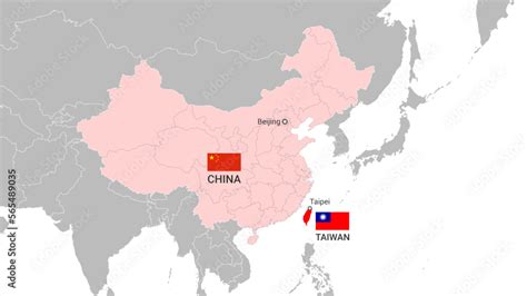 Map of China regions and Taiwan. Flags. Capitals. Vector. Isolated ...