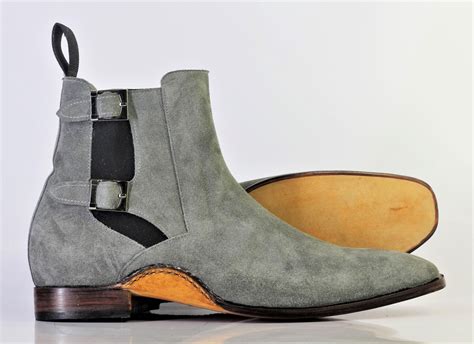 Ankle High Grey Suede Leather Jodhpurs Boots For Men On Storenvy