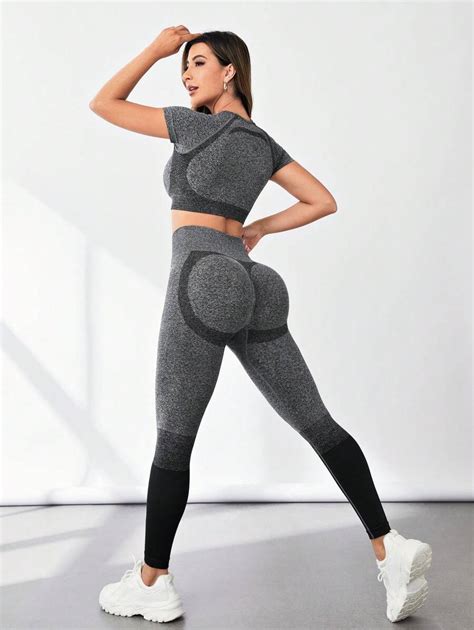 Shein Yoga Basic Conjunto Esportivo Sem Costura De Alta Elasticidade