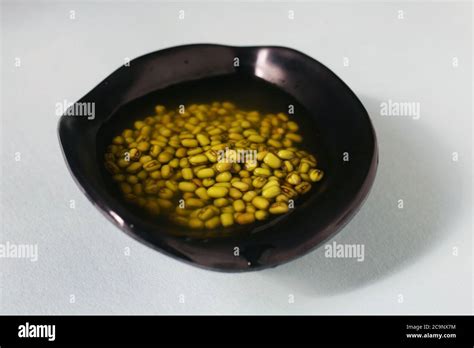 Healthy Soaked Green Gram Green Gram In A Black Bowl On Isolated