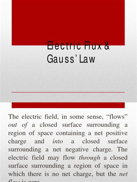 Electric Flux And Gauss Law Pdf Flux Electric Field