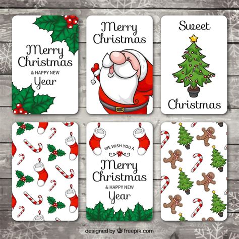 Free Vector | Set of hand drawn christmas and new year cards