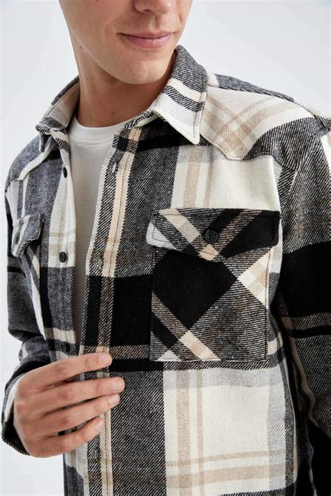 Grey MAN Regular Fit Woodcutter Plaid Long Sleeve Shirt 2643891 DeFacto