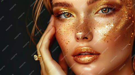 Premium Photo Fashion Model With Gold Makeup Hair And Jewelry On