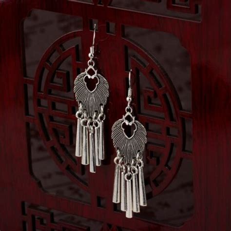 Boho 925 Sterling Silver Vintage Style Tibetan Tibet Dangle Drop Hook