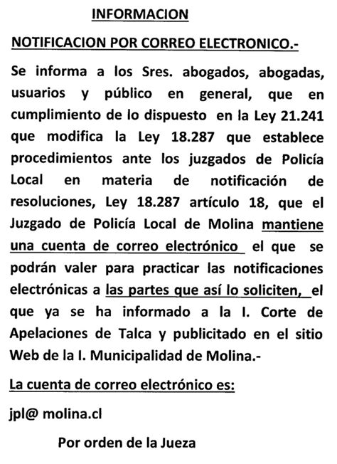 Protocolo de Notificaciones Juzgado de Policía Local Ilustre