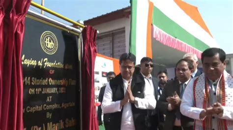 Cm Manik Saha Lays Foundation Stone For Bg14 Storied Flats In Agartala