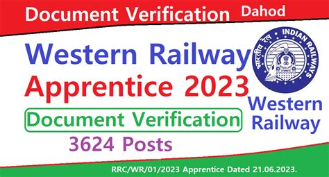 Western Railway Apprentice Document Verification Rrc Wr Dahod