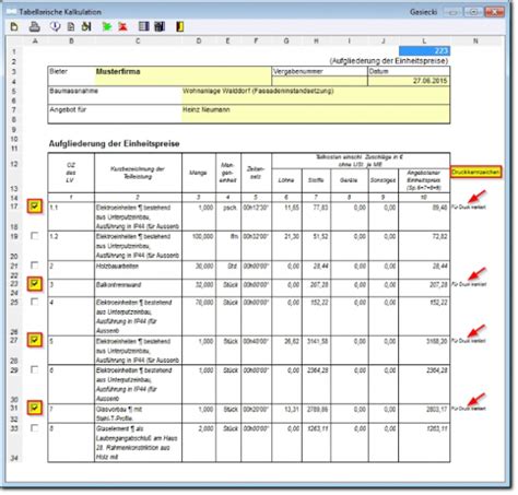 Aufgliederung Der Einheitspreise 223 Formular 2 Ist Bei Allen
