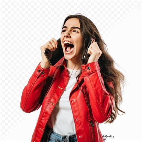 Mujer adulta joven hablando por teléfono gritando orgullosa y