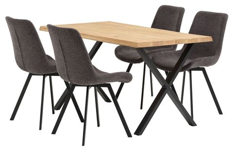 ROSKILDE L140 table chêne naturel 4 HYGUM chaises gris JYSK