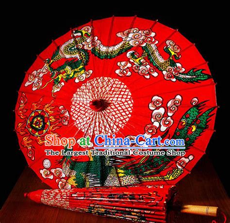 Chinese Phoenix Dragon Wedding Umbrella