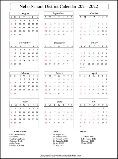 Nebo School District Calendar 2021-2022 School District Calendars