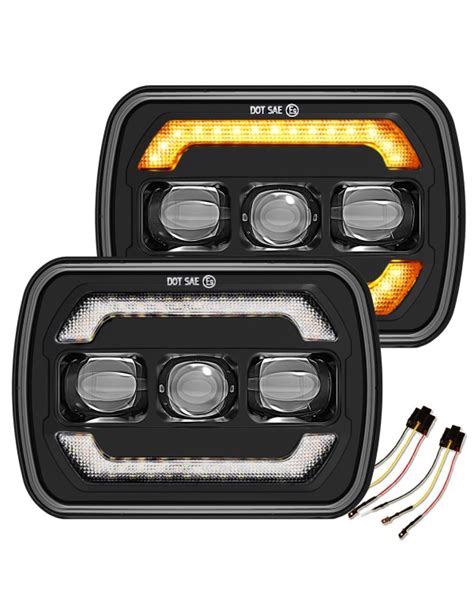 Sinoparcel H6054 Led Headlights 5x7 7x6 Inch High Low Sealed Beam With Drl And Turn Signal