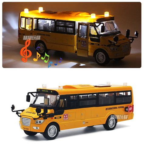 2021 Diecast Alloy Yellow School Bus Model Toy, 1:32 Scale, Light ...