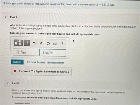 Solved A Hydrogen Atom Initially At Rest Absorbs An Chegg