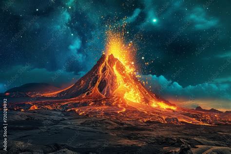 The Fiery Breath Of The Volcano Lit Up The Night Sky With Sparks And