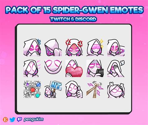 15 Spidergwen Emotes for Twitch/youtube/discord/facebook/kick ...