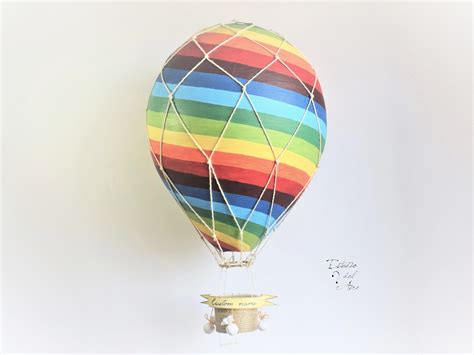 Hanging Hot Air Balloon Custom Of Papier Mache Rainbow Spiral Etsy