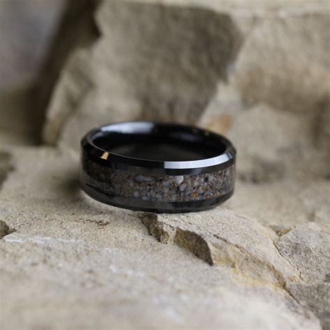 Dinosaur Bone Wedding Band Black Ceramic Ring By Jewelrybyjohan Black