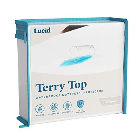 Lucid Premium Hypoallergenic 100 Waterproof Mattress Protector Universal Fit Cotton Terry