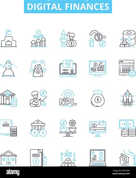 Digital Finances Vector Line Icons Set Digital Finances Banking